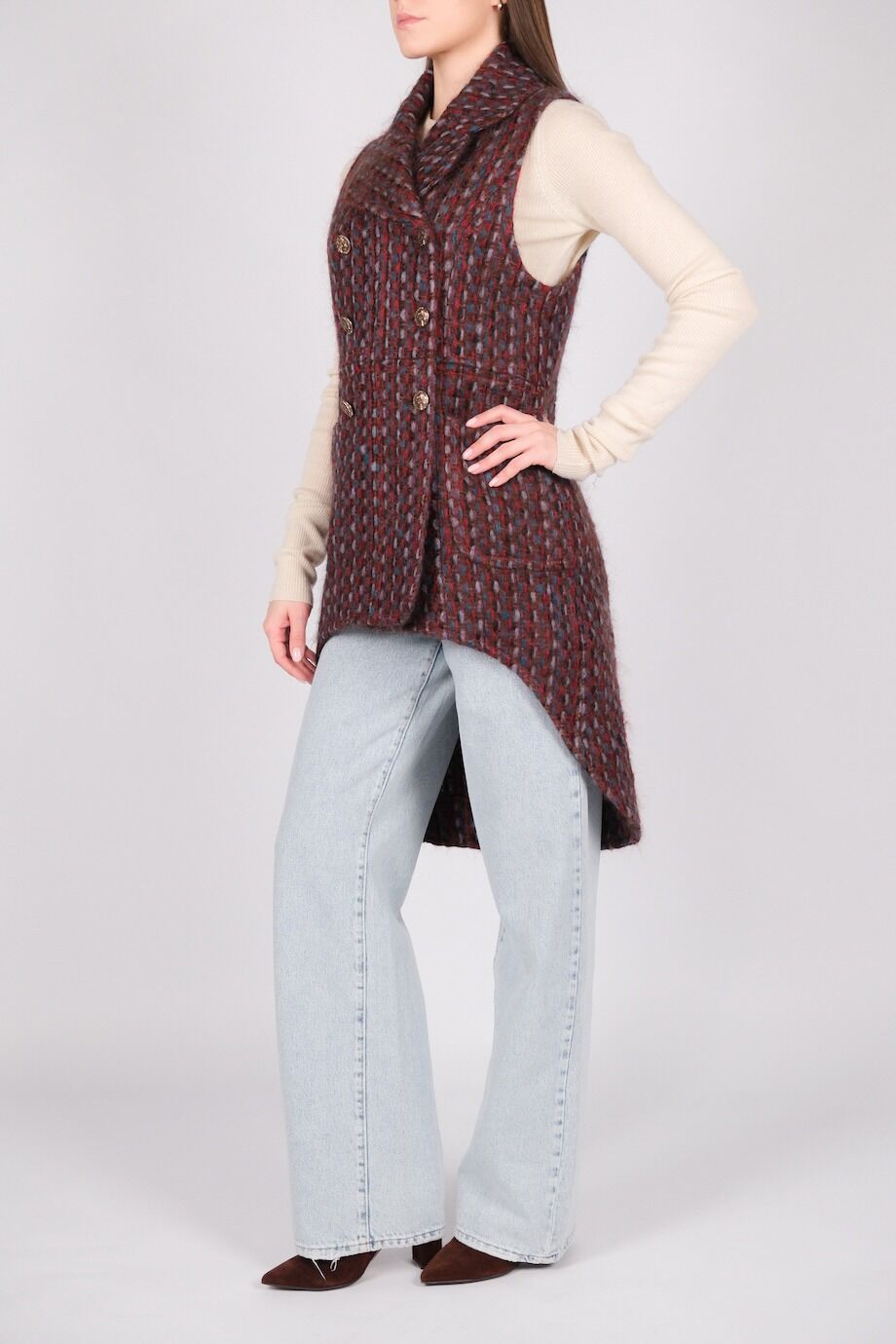 image 4 Жилет из твида с удлиненной спинкой