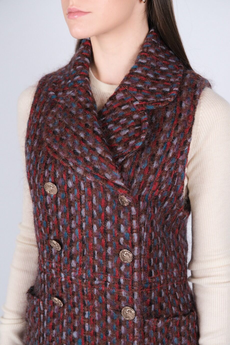 image 6 Жилет из твида с удлиненной спинкой
