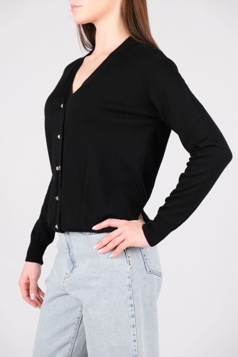 image 2 Шелковый кардиган черного цвета