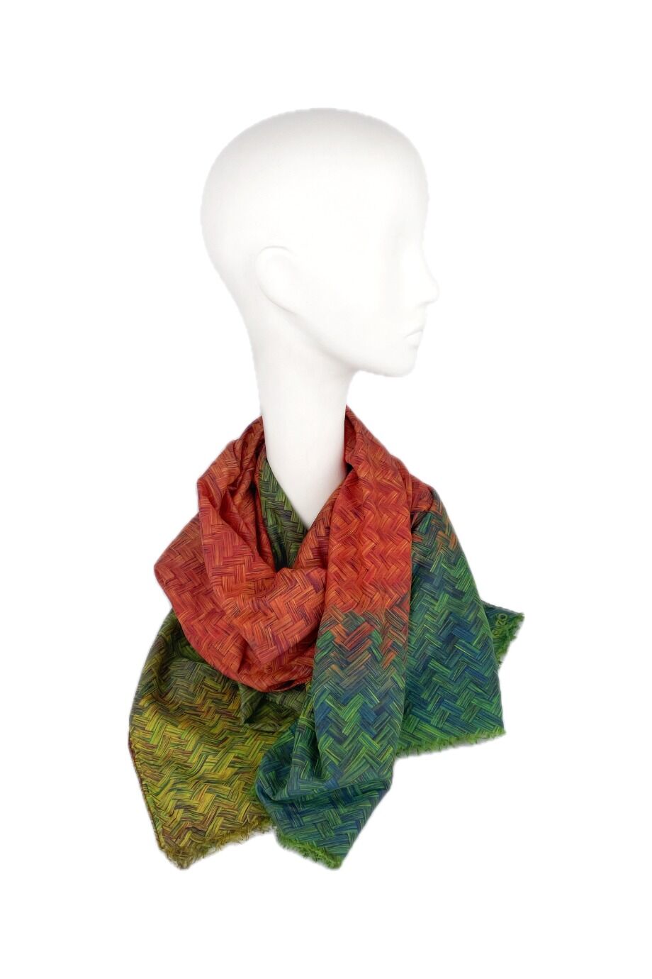 image 4 Шаль оранжево-зеленого цвета
