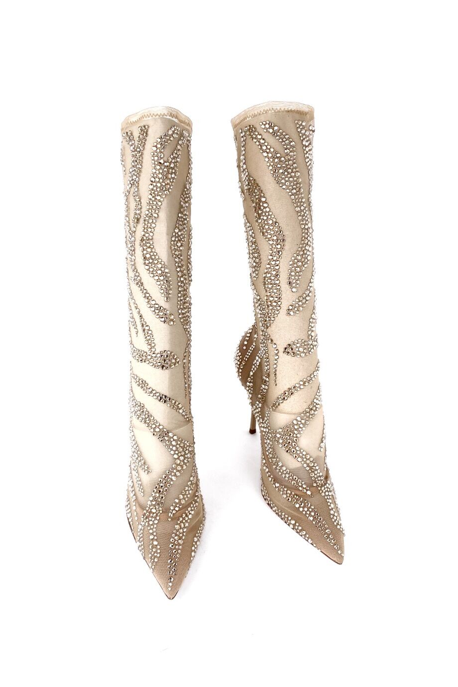 image 2 Туфли бежевого цвета с сеткой и декором из стараз