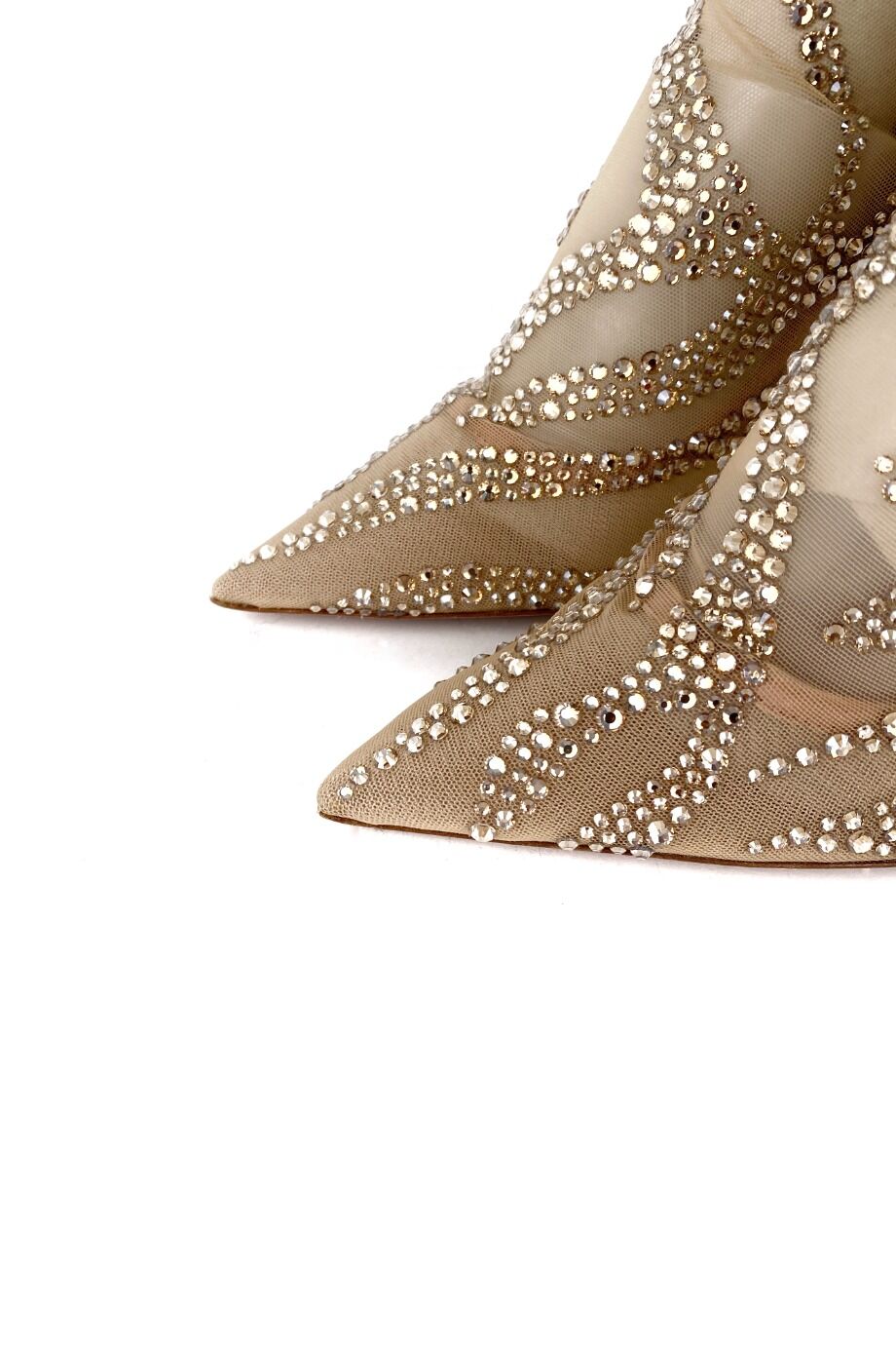 image 3 Туфли бежевого цвета с сеткой и декором из стараз