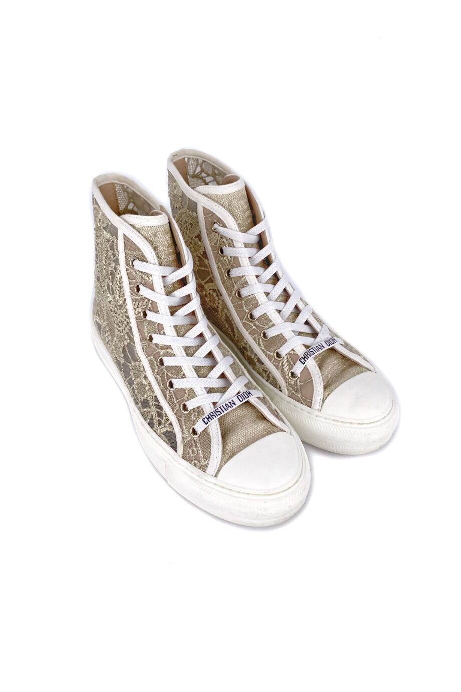 image 1 Высокие кеды из сетки с золотистой вышивкой