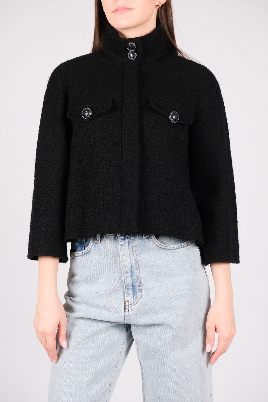 image 3 Жакет черного цвета из фактурной шерсти на молнии