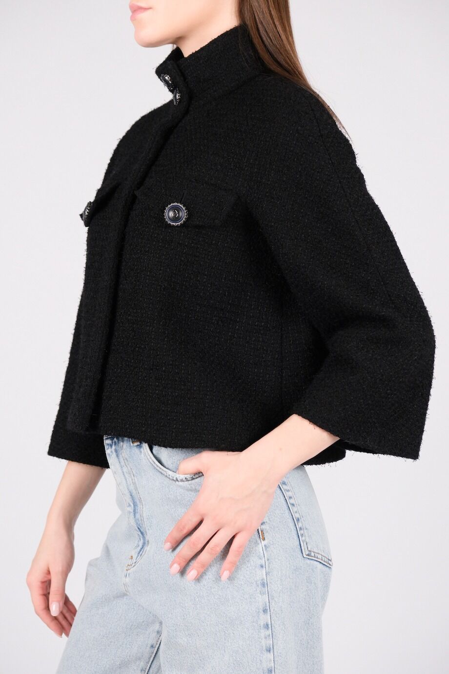 image 4 Жакет черного цвета из фактурной шерсти на молнии