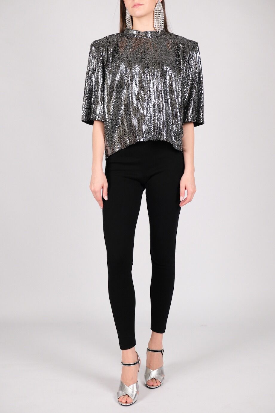 image 3 Топ из блестящей ткани с высоким воротом