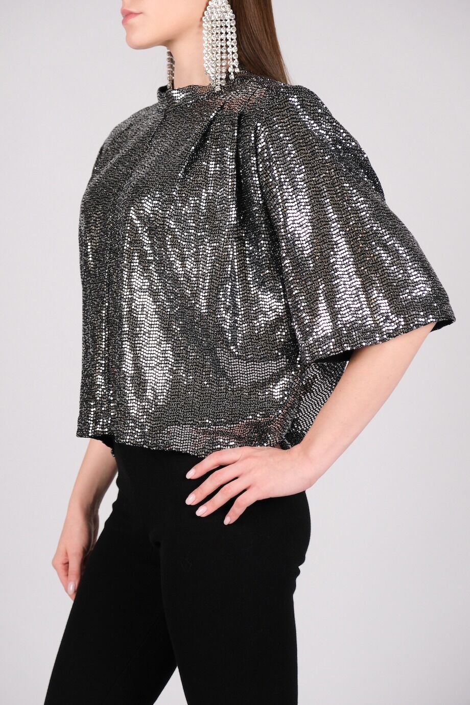 image 5 Топ из блестящей ткани с высоким воротом