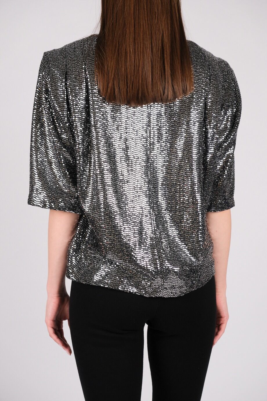 image 6 Топ из блестящей ткани с высоким воротом