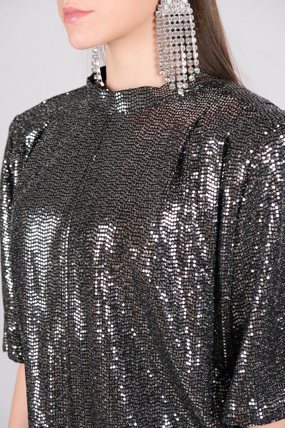 image 7 Топ из блестящей ткани с высоким воротом