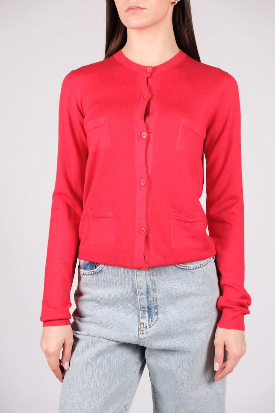 image 1 Кардиган красного цвета с накладными карманами