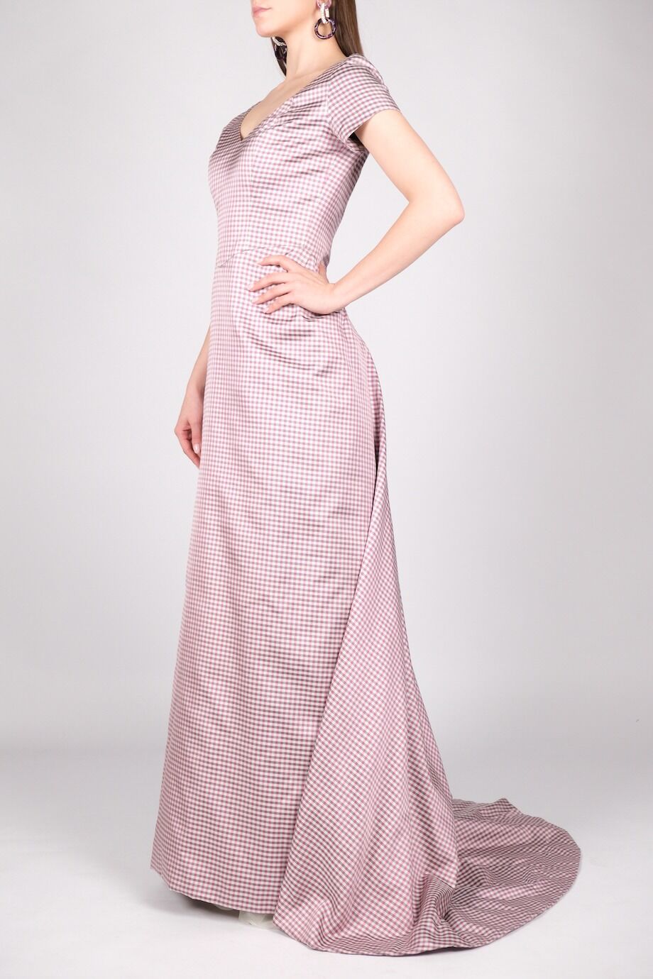 image 2 Шелковое платье в клетку с нижней юбкой из фатина