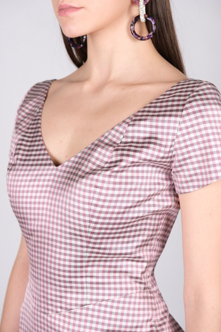 image 4 Шелковое платье в клетку с нижней юбкой из фатина