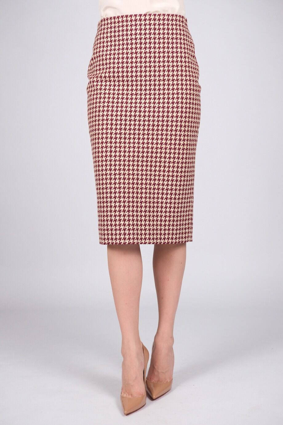 image 2 Юбка-карандаш в бордовую гусиную лапку