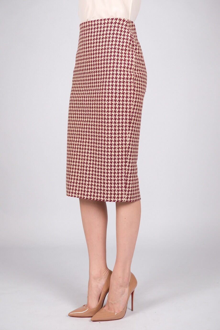 image 3 Юбка-карандаш в бордовую гусиную лапку