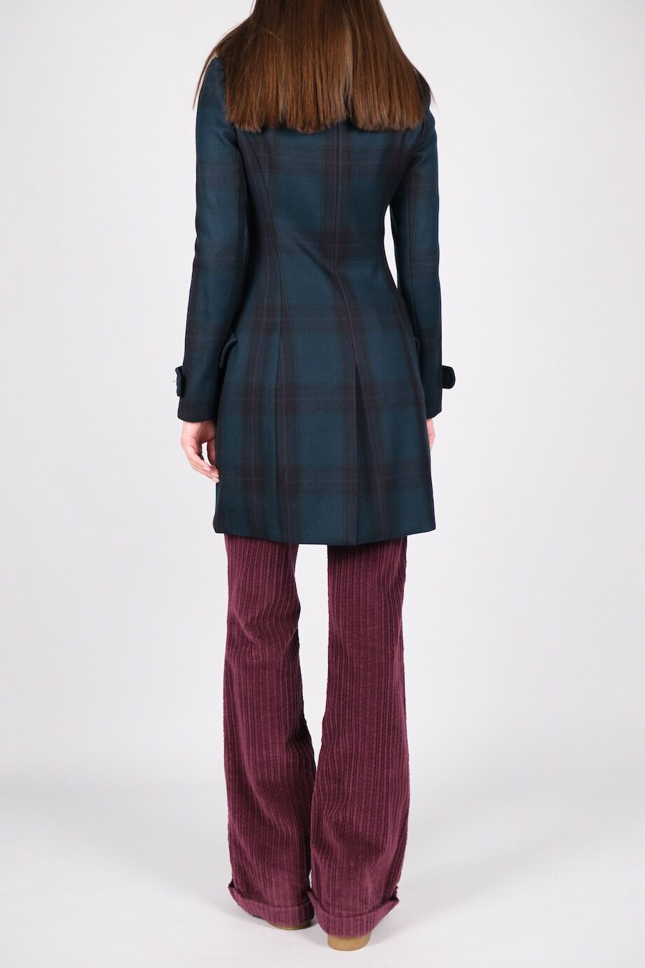 image 3 Пальто в клеточку с меховым воротником