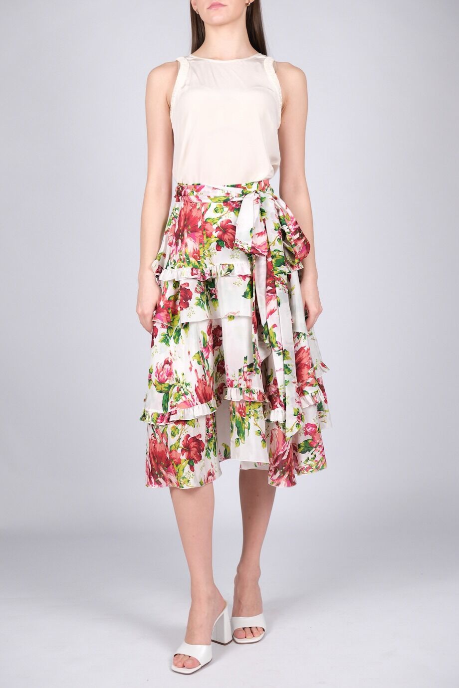 image 1 Шёлковая юбка с цветочным принтом и рюшами