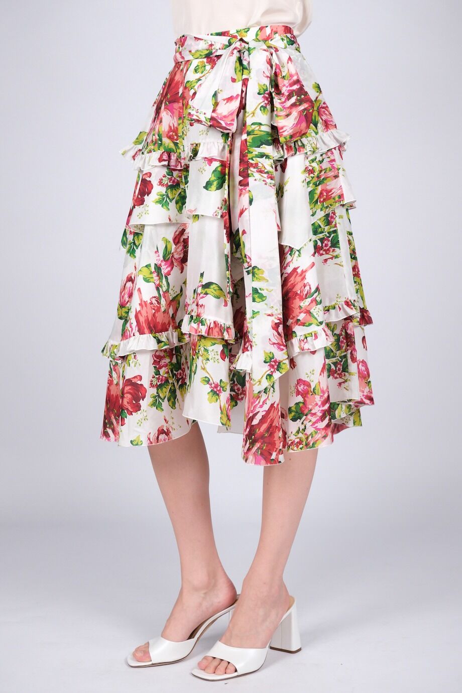 image 3 Шёлковая юбка с цветочным принтом и рюшами