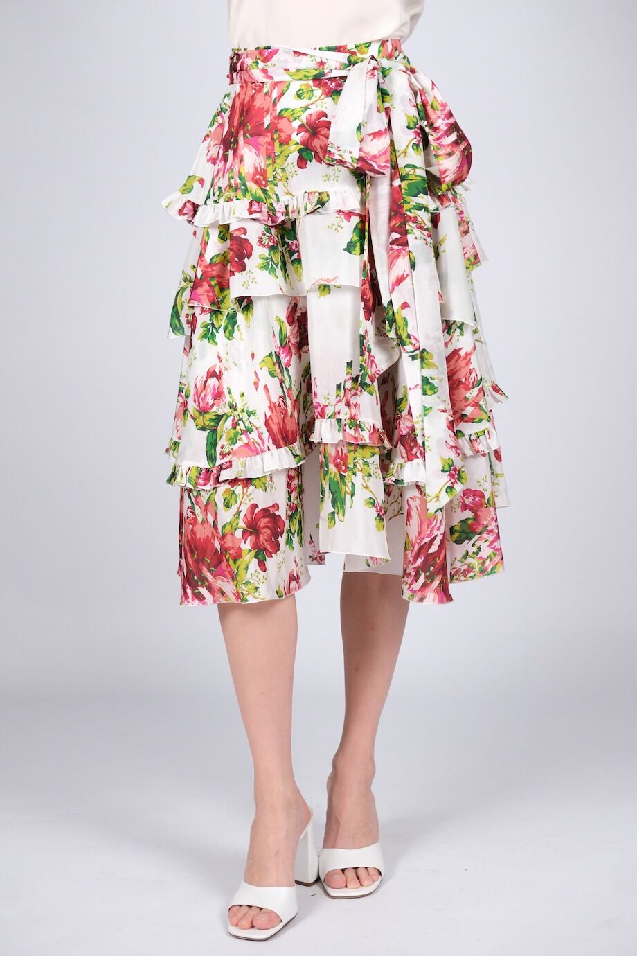 image 2 Шёлковая юбка с цветочным принтом и рюшами