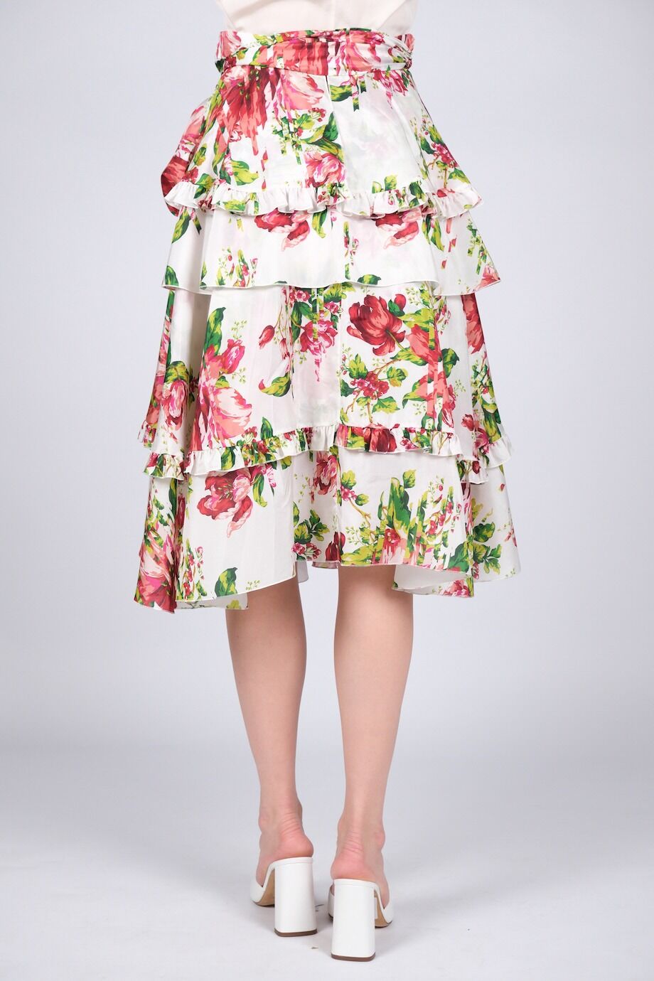 image 4 Шёлковая юбка с цветочным принтом и рюшами