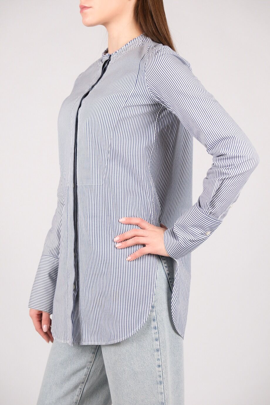 image 2 Удлиненная рубашка в тонкую полоску