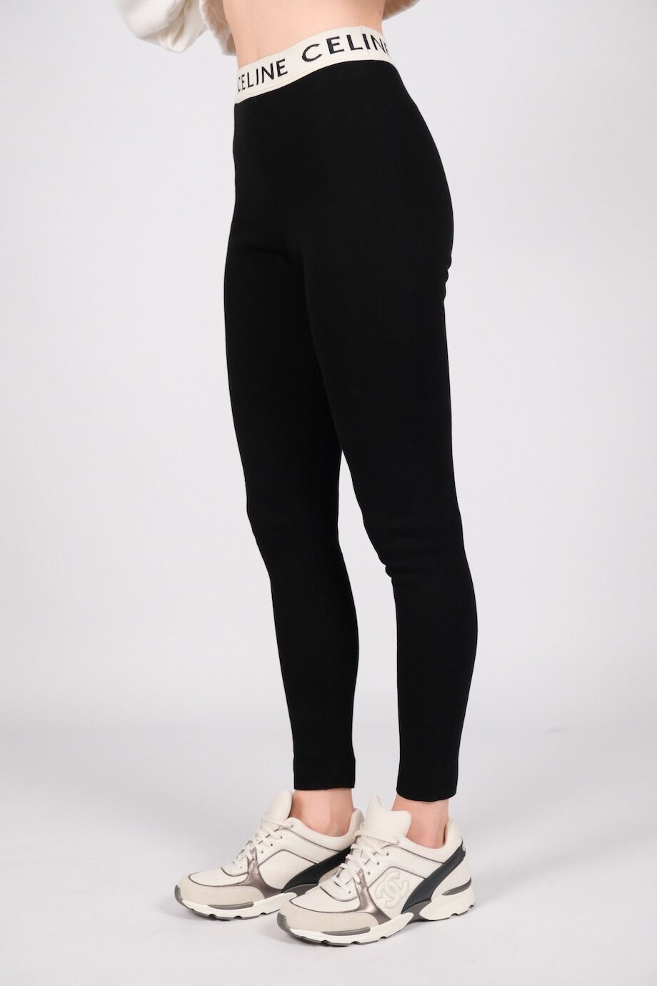 image 3 Леггинсы черного цвета с белой резинкой и лого