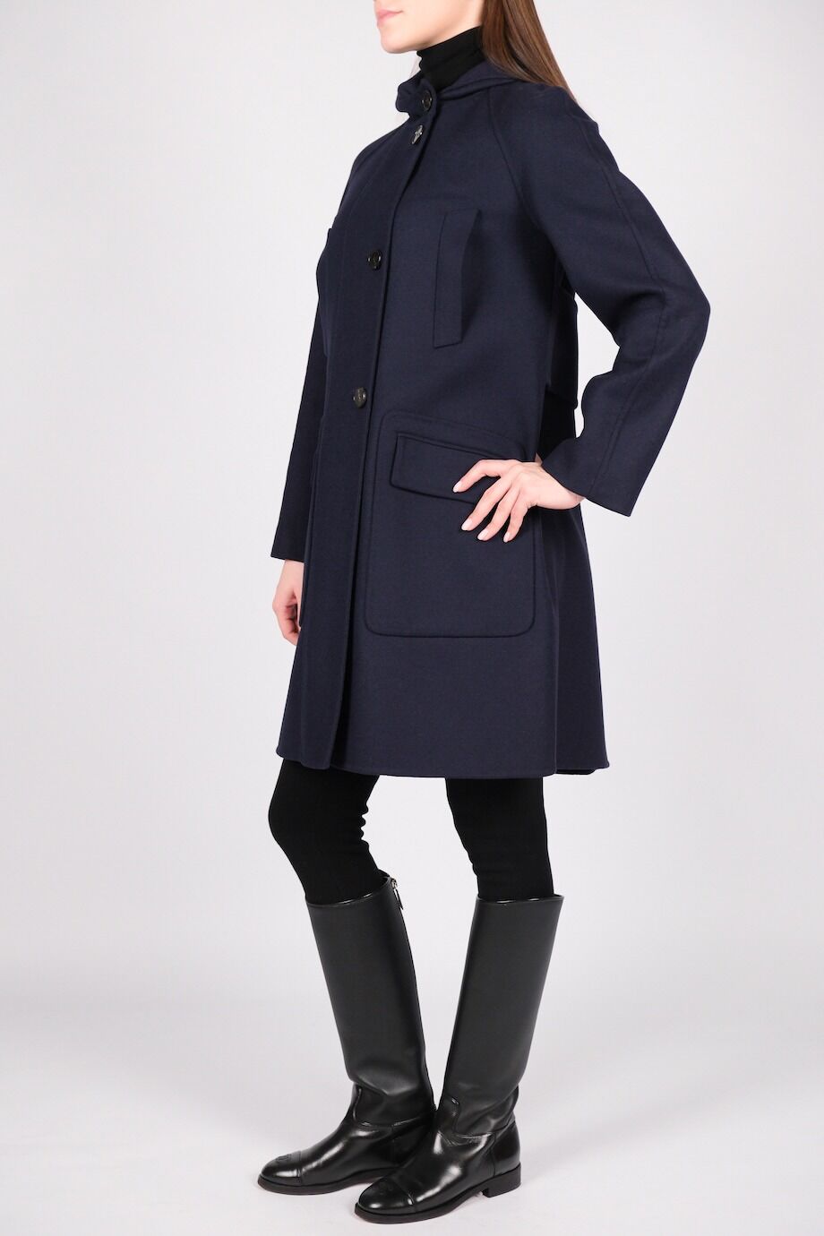 image 2 Пальто темно-синего цвета с капюшоном