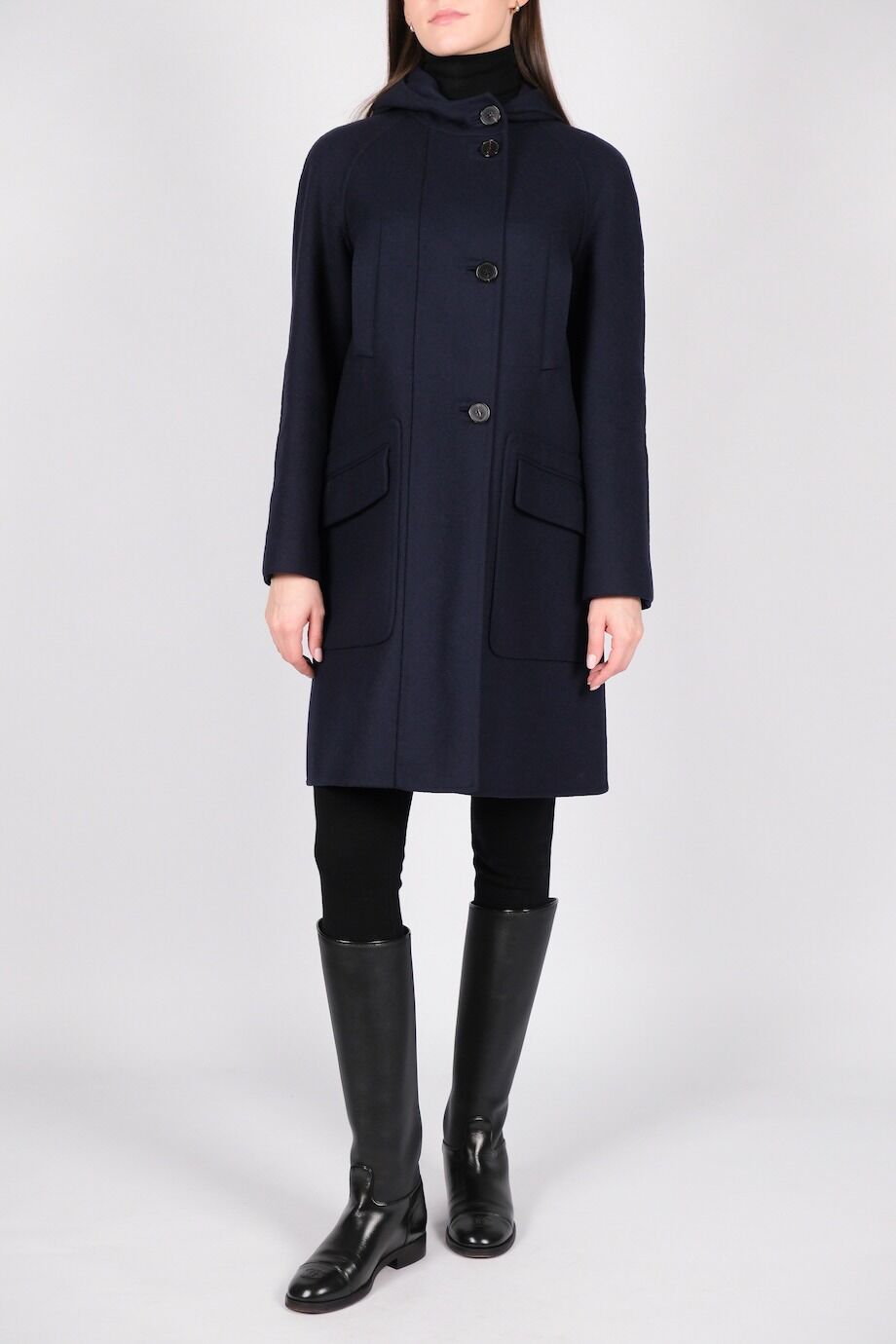 image 1 Пальто темно-синего цвета с капюшоном