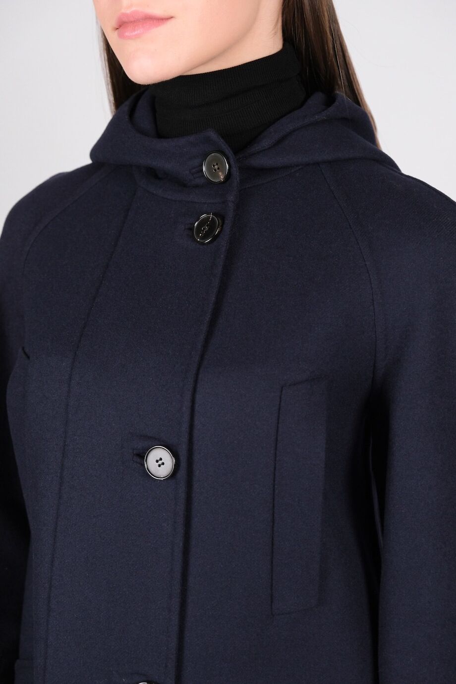 image 4 Пальто темно-синего цвета с капюшоном