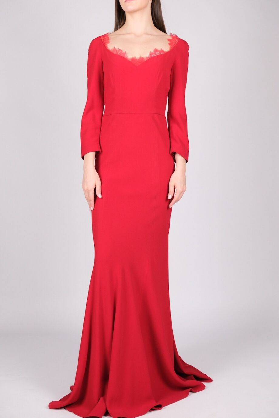 image 1 Платье в пол красного цвета с кружевной вставкой