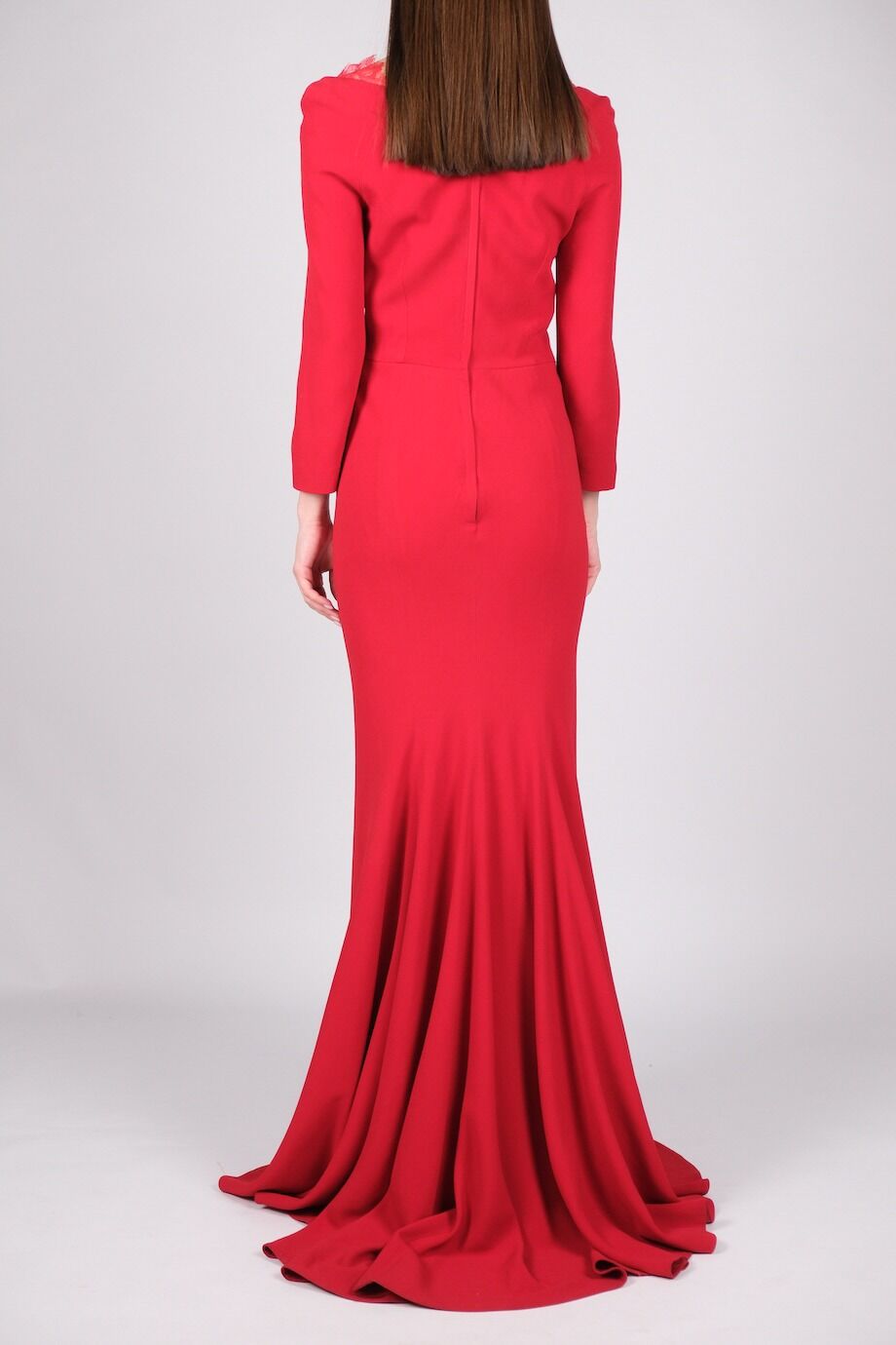 image 3 Платье в пол красного цвета с кружевной вставкой