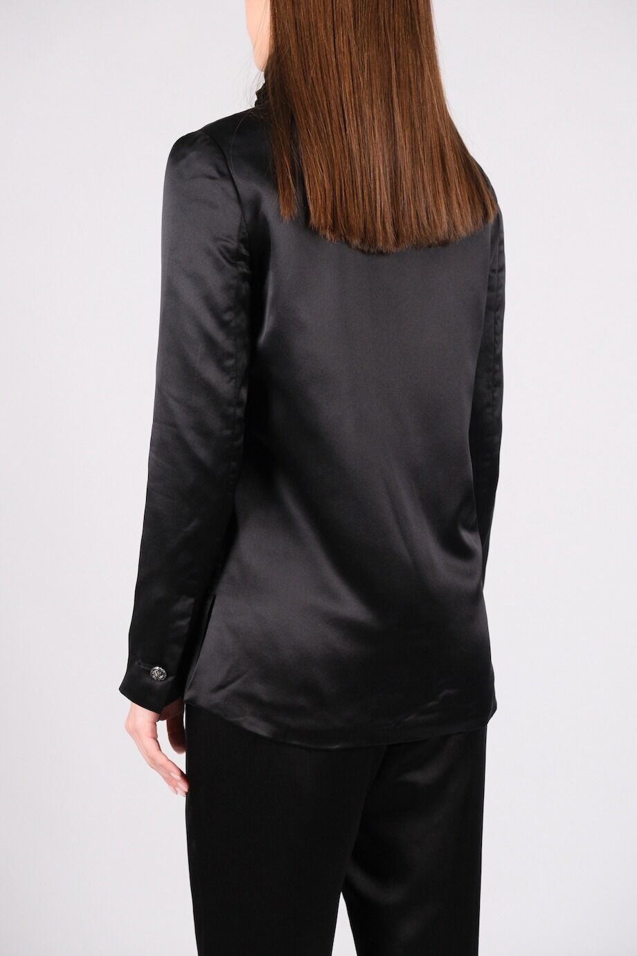 image 7 Шелковый костюм черного цвета блуза и брюки