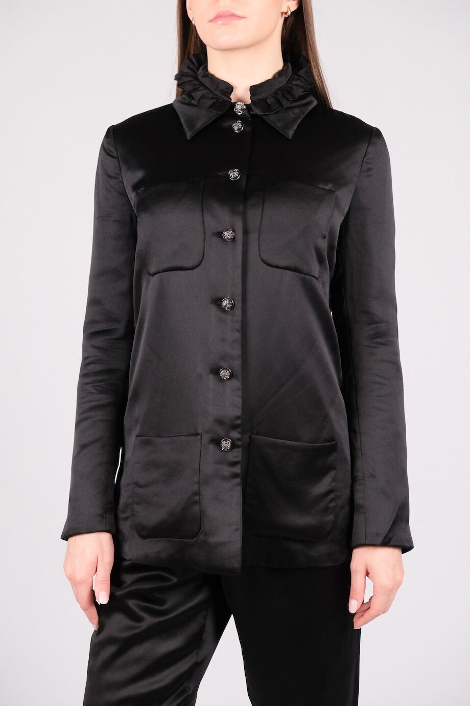 image 5 Шелковый костюм черного цвета блуза и брюки