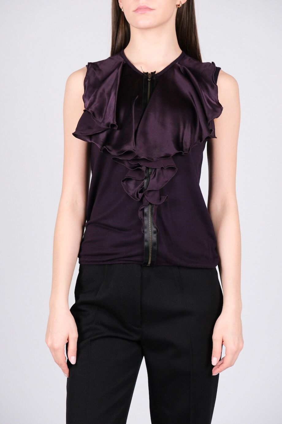 image 1 Комбинированный топ на молнии с воланами