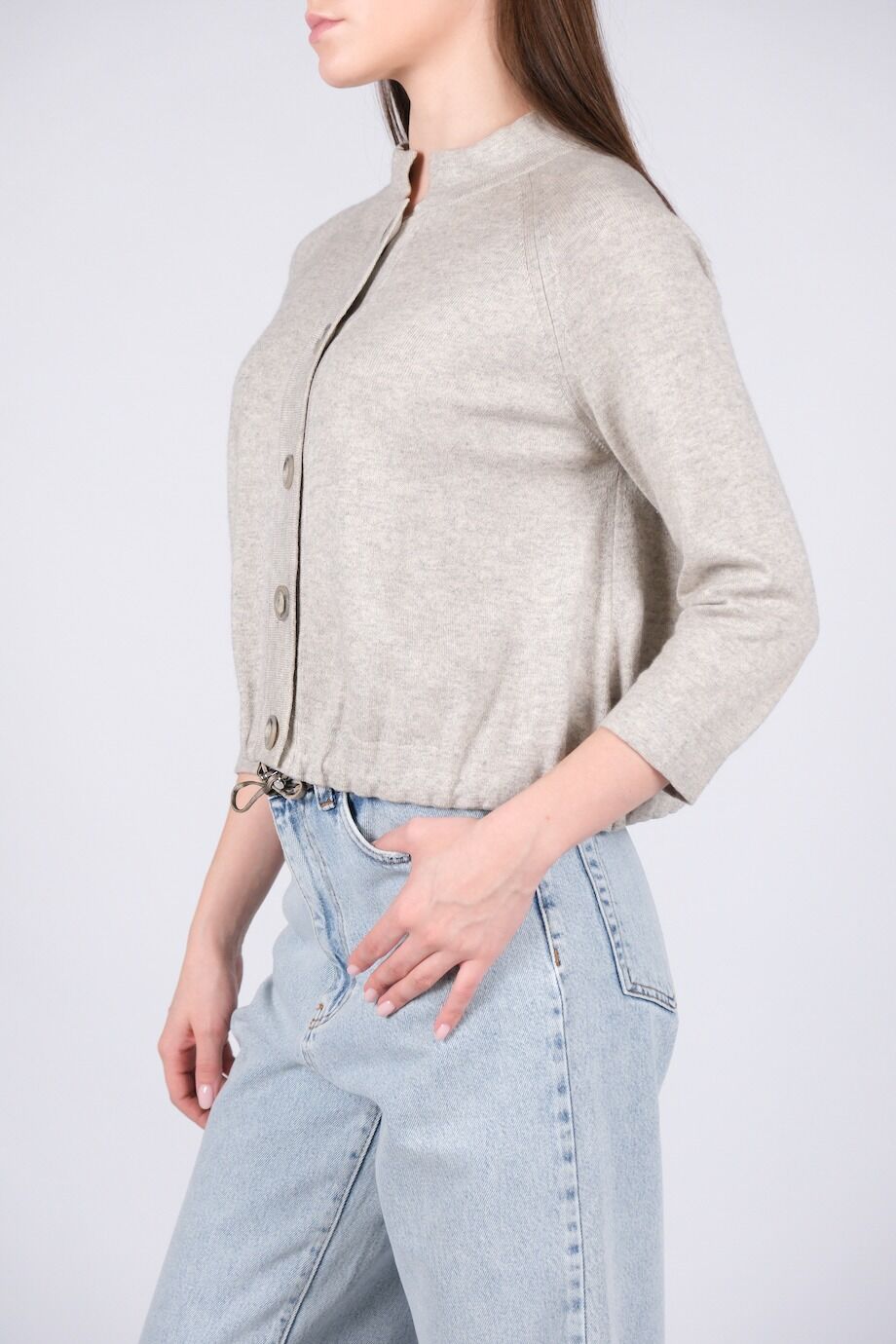 image 2 Кашемировый кардиган серого цвета с рукавами 3/4