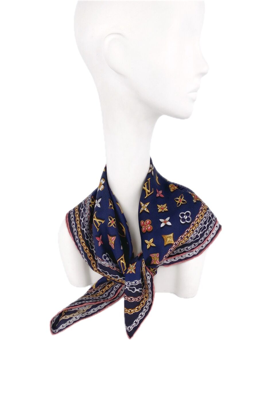 image 3 Шелковый платок синего цвета с принтом