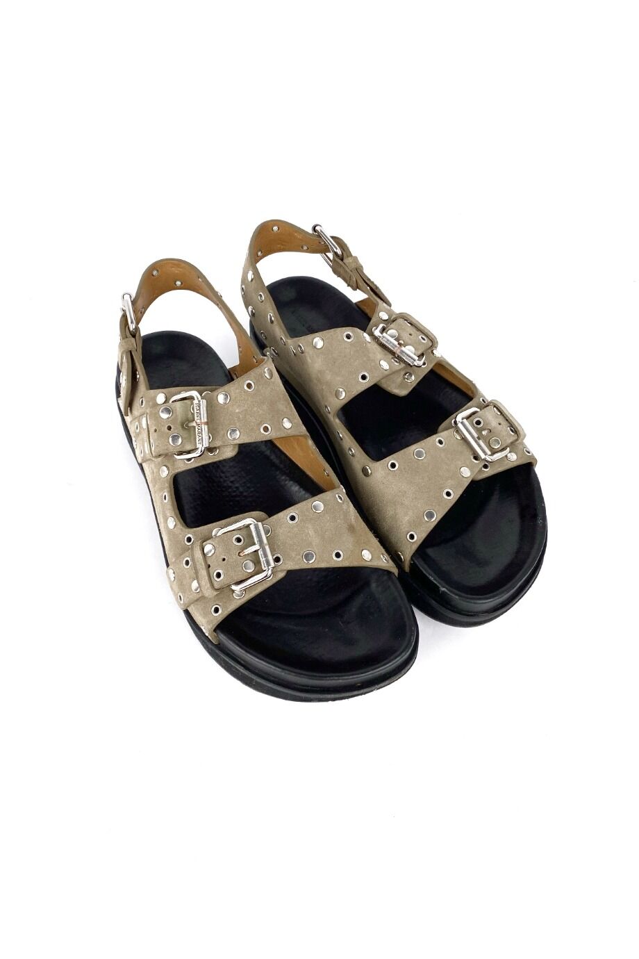 image 1 Сандалии бежевого цвета с клепками