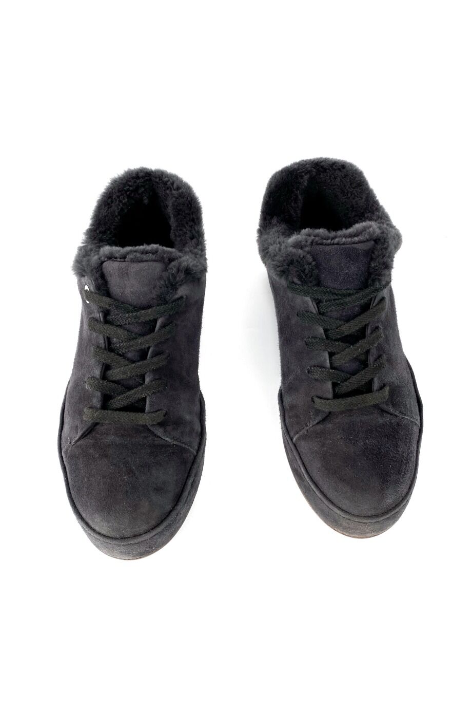 image 2 Замшевые кеды черного цвета с меховой отделкой