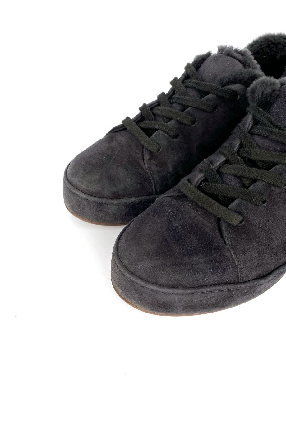 image 4 Замшевые кеды черного цвета с меховой отделкой