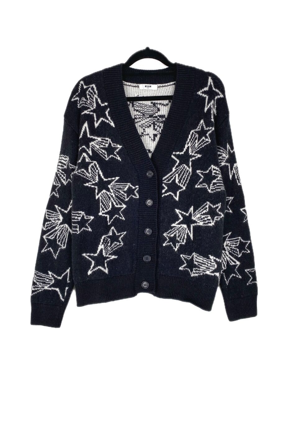 image 1 Детский кардиган черного цвета с белыми звездами
