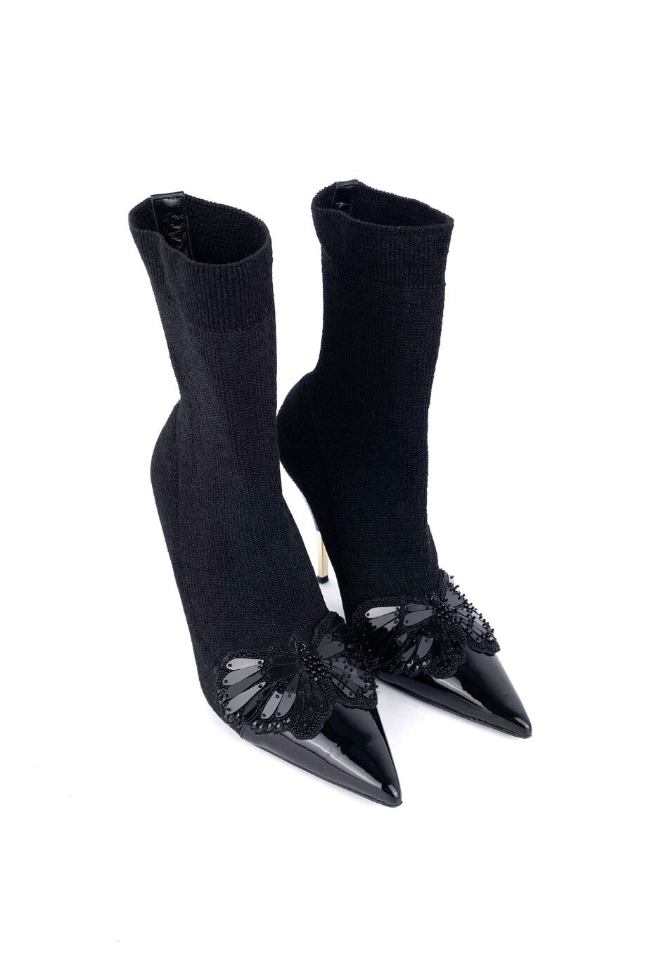 image 1 Ботильоны текстильные черного цвета расшитые бисером