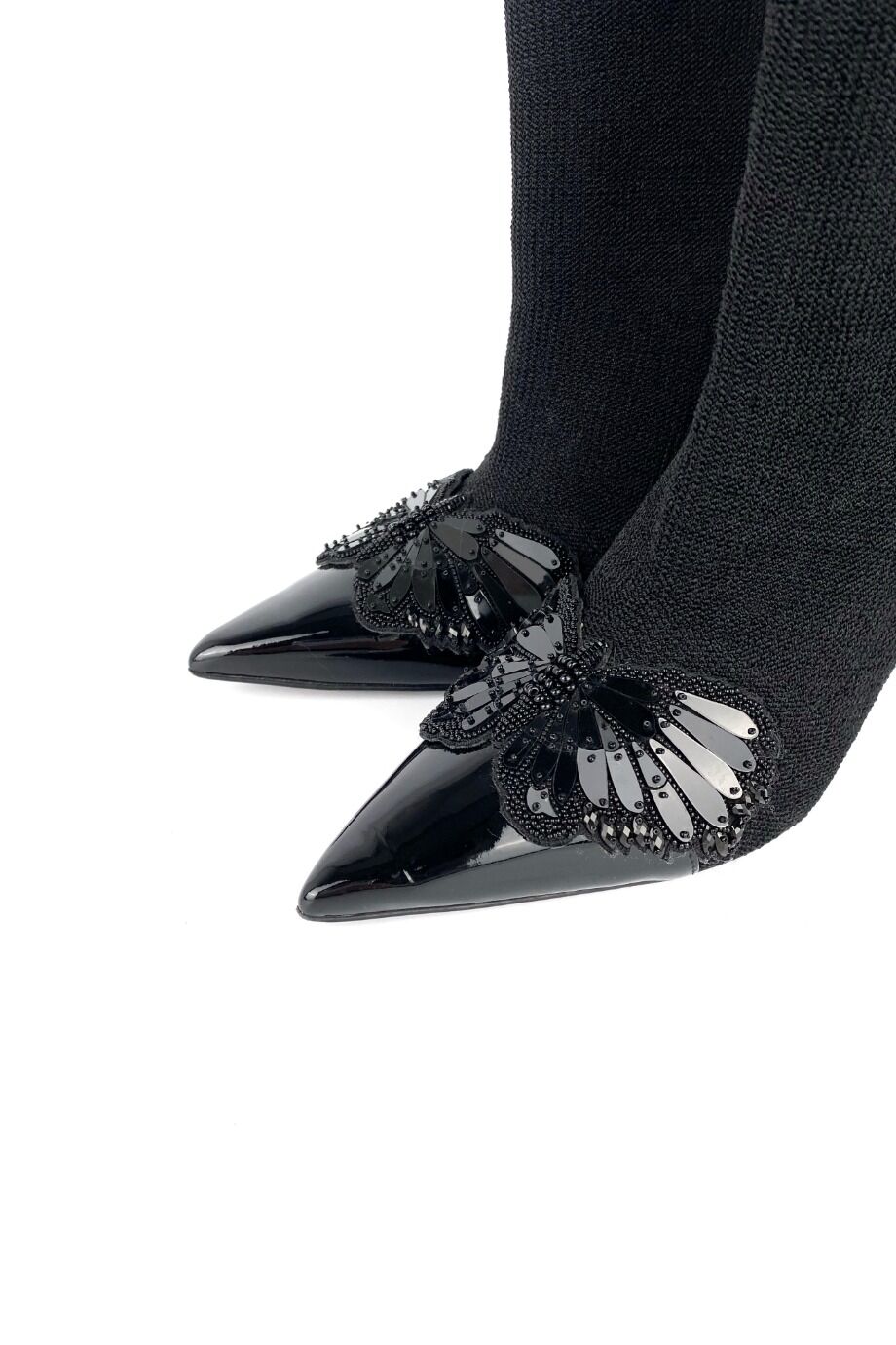 image 3 Ботильоны текстильные черного цвета расшитые бисером