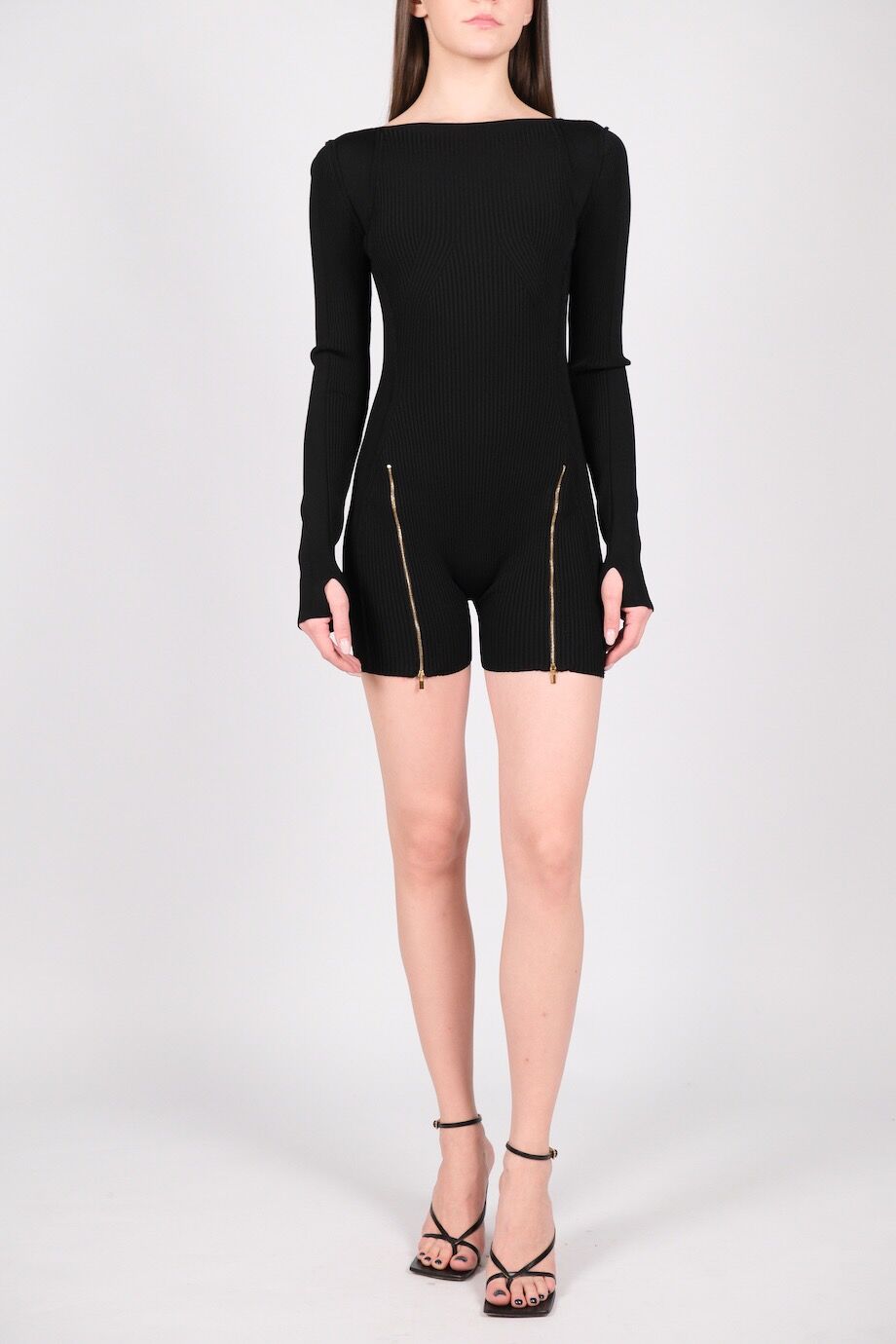image 3 Комбинезон черного цвета в рубчик с вырезом на спине