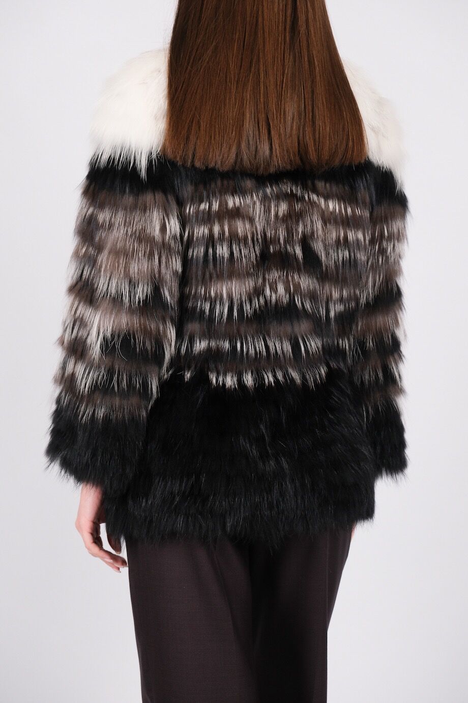 image 3 Вязаная шуба из меха лисы градиентной расцветки