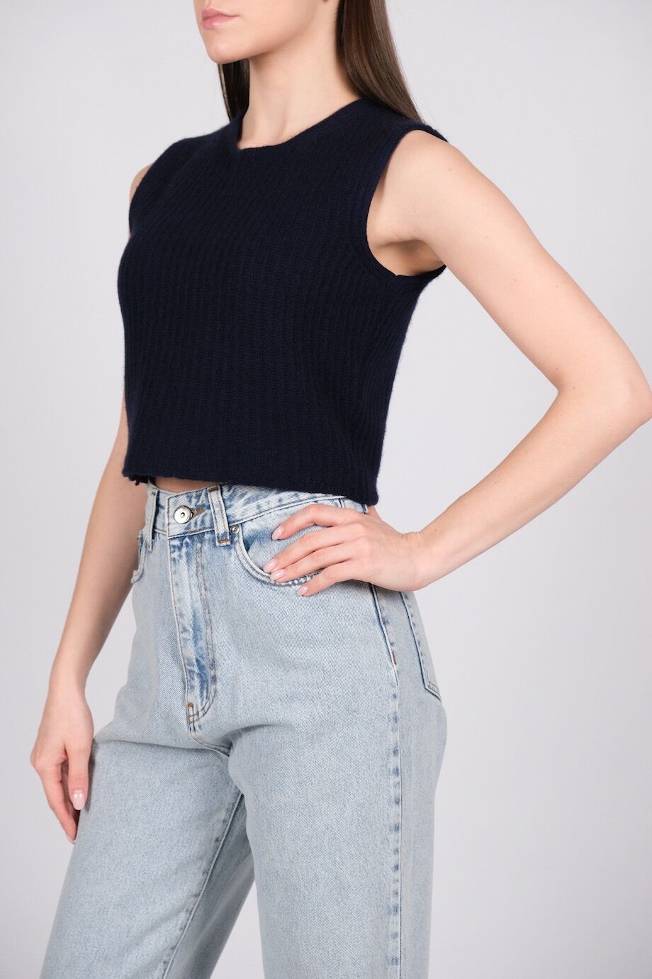 image 2 Кашемировый топ синего цвета