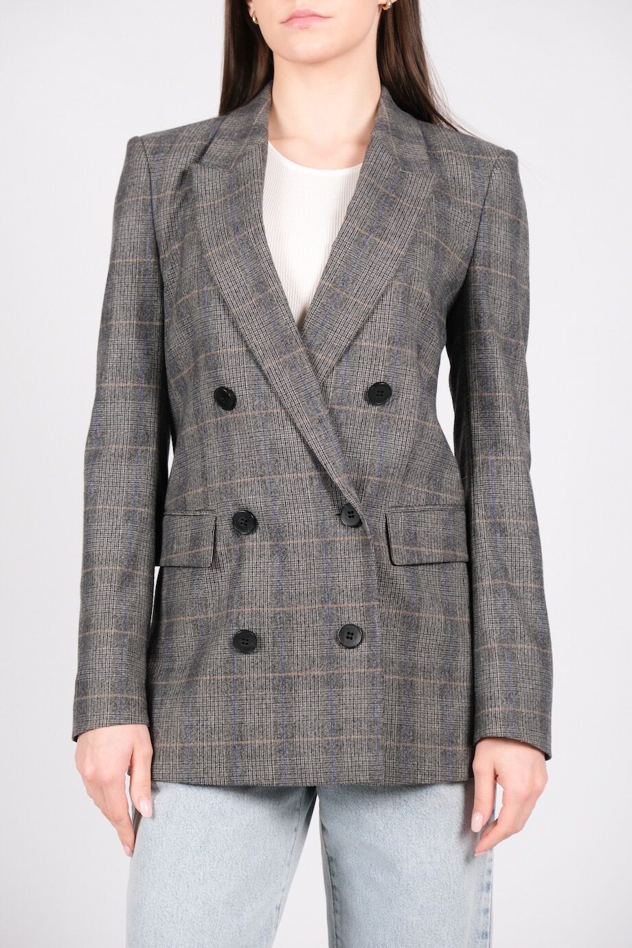 image 1 Жакет в клеточку серо-коричневого цвета