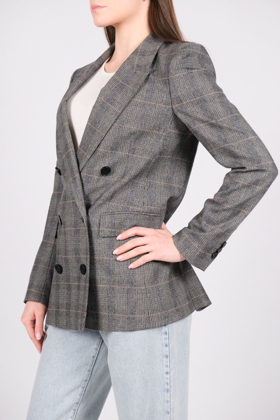 image 2 Жакет в клеточку серо-коричневого цвета