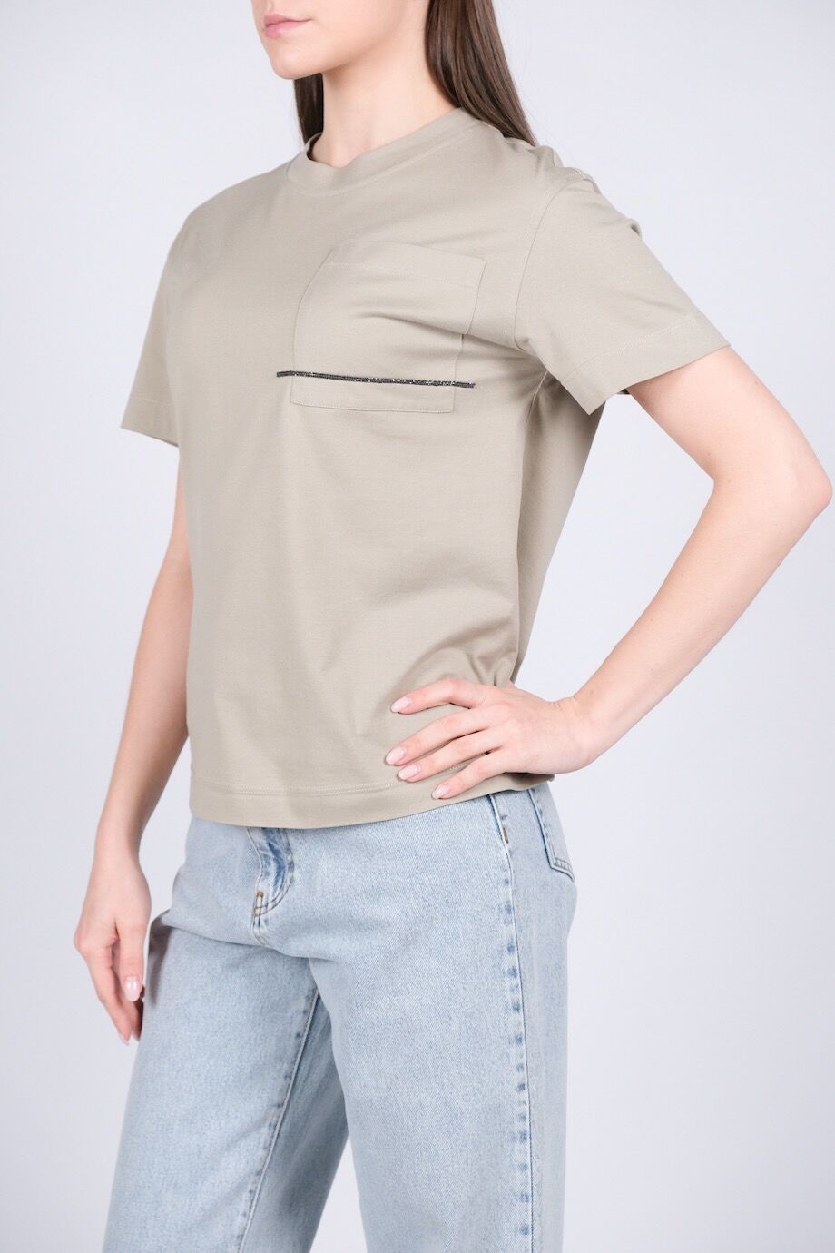 image 2 Футболка серо-коричневого цвета с карманом