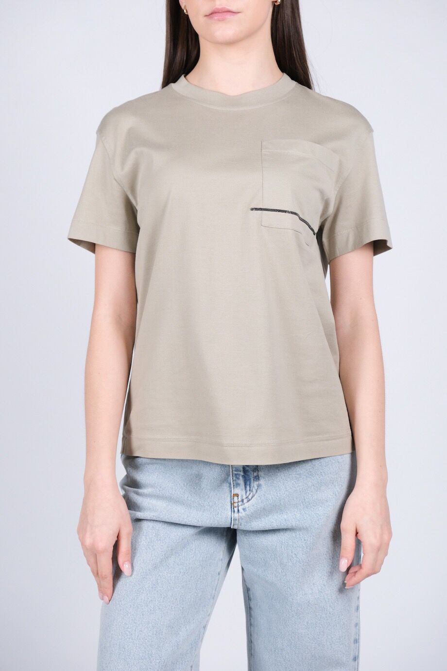 image 1 Футболка серо-коричневого цвета с карманом