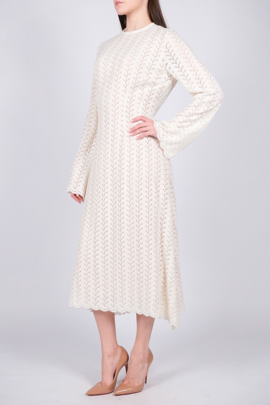 image 2 Ажурное платье молочного цвета