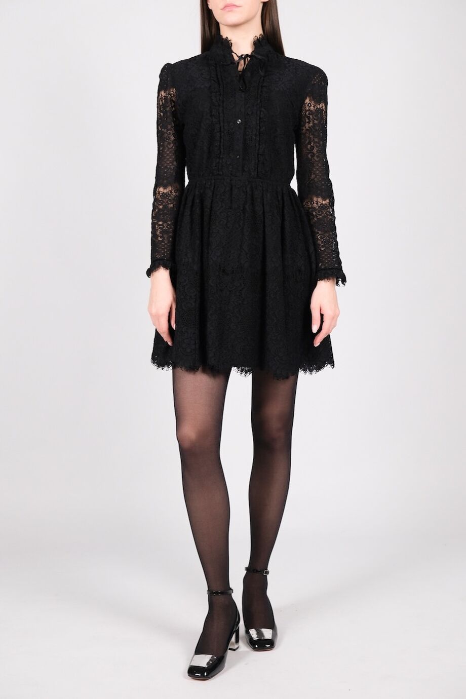 image 1 Платье из гипюра черного цвета с длинными рукавами